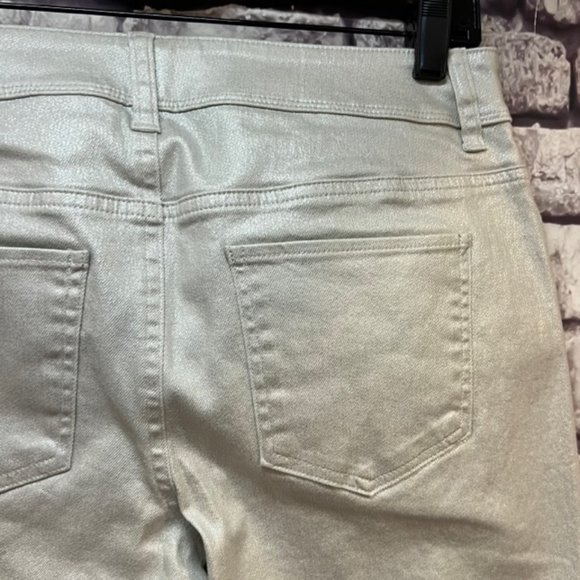 Chico's Platinum Silver Shimmer Crop Pants Size XS/2 - Picture 8 of 9